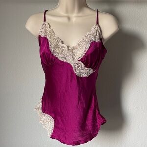 Bebe Y2k Vintage Magenta Silk Lace Cami